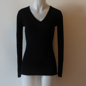 WOMENS DE RIGUEUR PROVISIONS BLACK V-NECK PULLOVER SWEATER M *